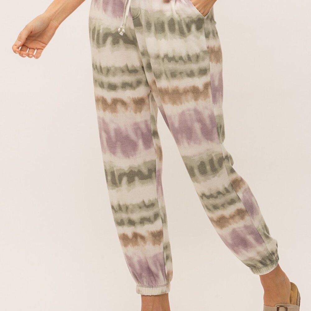 MYSTREE Women’s Tie Dye Joggers – Pastel Sage Lavender Neutral, Size [Insert Siz - Picture 3 of 7